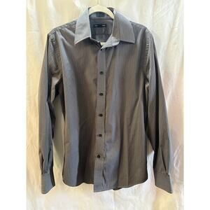 Express Design Studio Modern Fit Striped Dress Shirt - Size Medium